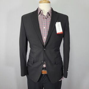 Perry Ellis Portfolio Men's Sport Coat Blazer‎ Two Button Black Stretch 36S NEW